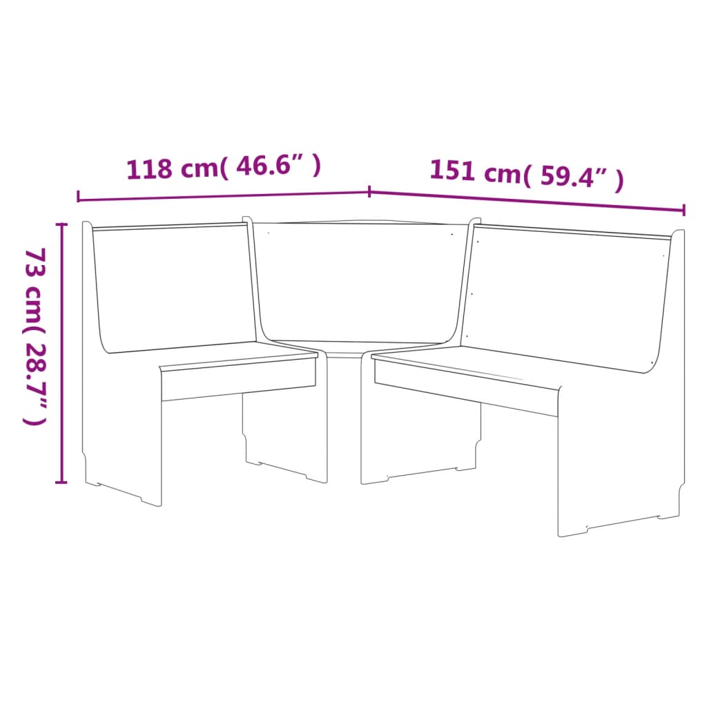 vidaXL Bancă de colț „REINE”, maro miere și gri, 151cm, lemn masiv pin vidaXL Bancă de colț „REINE”, maro miere și gri, 151cm, lemn masiv pin