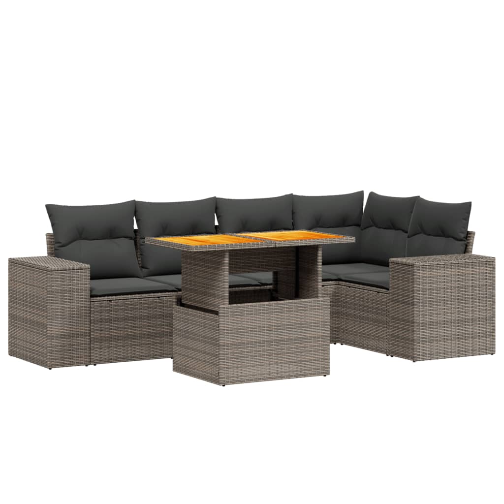 vidaXL Set mobilier grădină cu perne, 6 piese, gri, poliratan