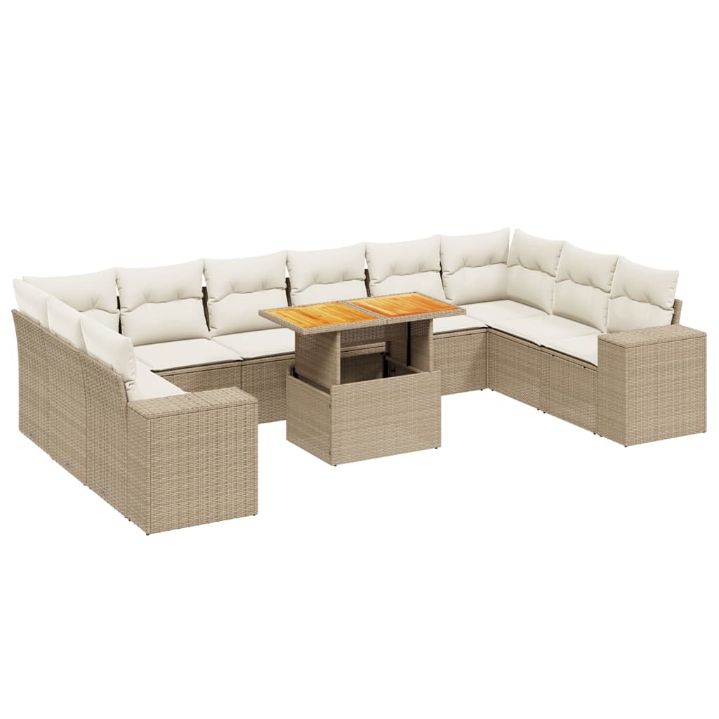 vidaXL Set canapele de grădină cu perne, 11 piese, bej, poliratan vidaXL Set canapele de grădină cu perne, 11 piese, bej, poliratan