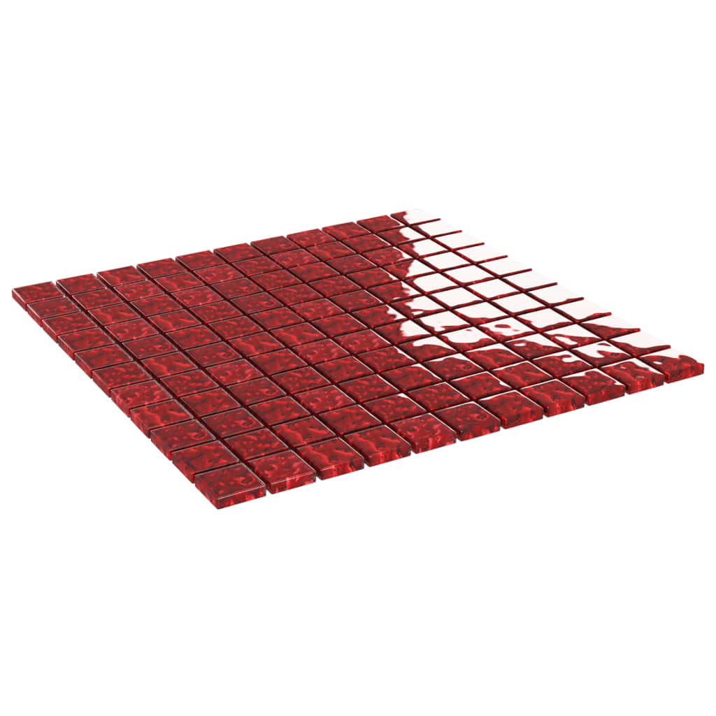 vidaXL Plăci de mozaic, 11 buc., roșu, 30x30 cm, sticlă vidaXL Plăci de mozaic, 11 buc., roșu, 30x30 cm, sticlă