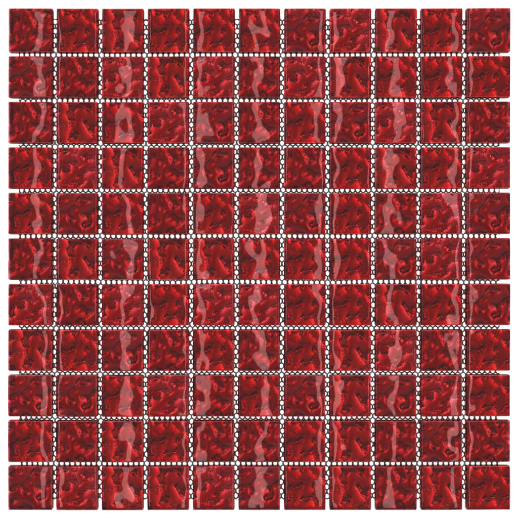 vidaXL Plăci de mozaic, 11 buc., roșu, 30x30 cm, sticlă vidaXL Plăci de mozaic, 11 buc., roșu, 30x30 cm, sticlă