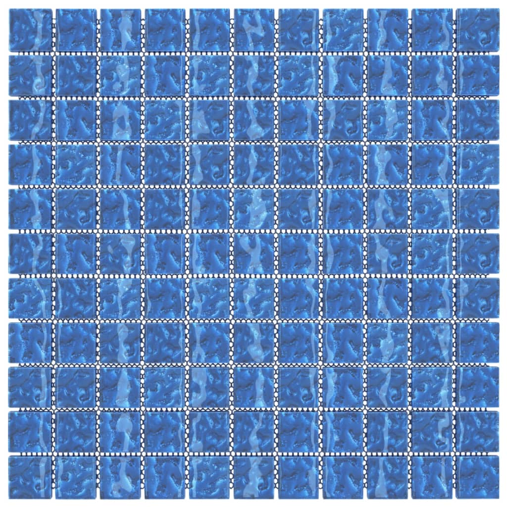 vidaXL Plăci mozaic, 11 buc., albastru, 30x30 cm, sticlă vidaXL Plăci mozaic, 11 buc., albastru, 30x30 cm, sticlă