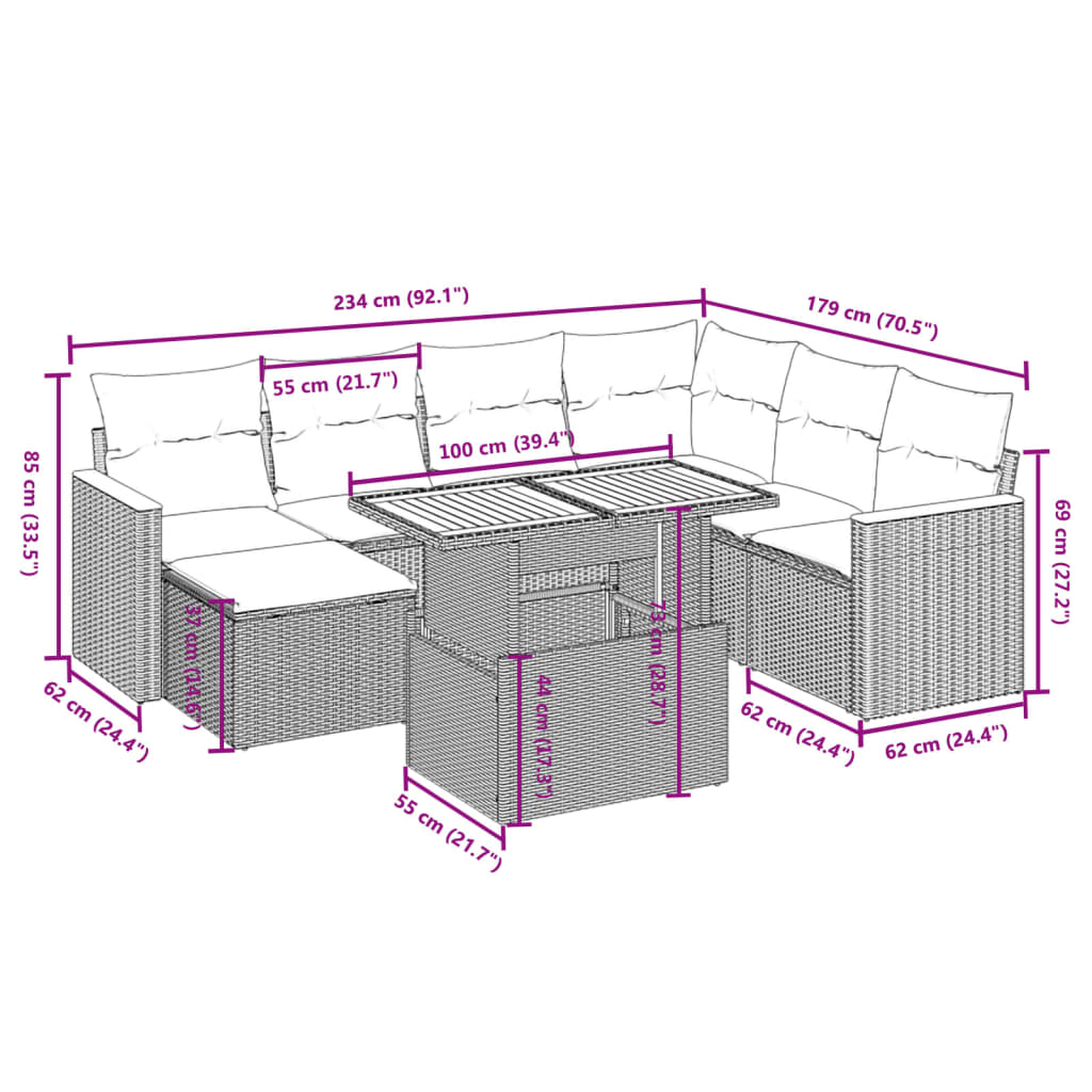 vidaXL Set mobilier de grădină cu perne, 8 piese, negru, poliratan