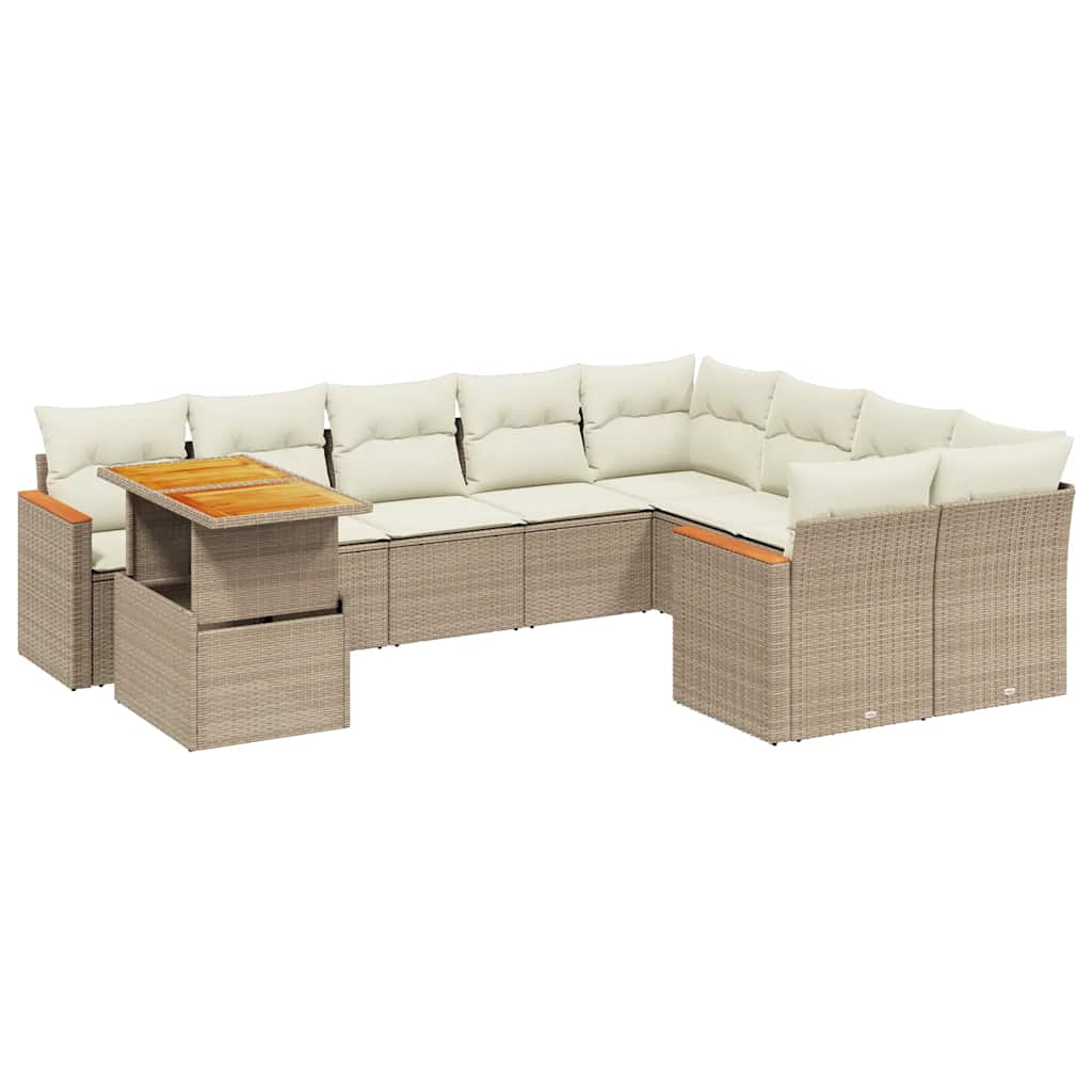 vidaXL Set canapele de grădină cu perne, 10 piese, bej, poliratan