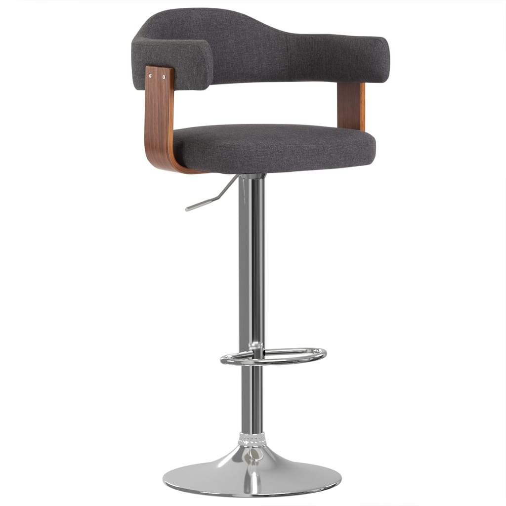 vidaXL Scaune de bar 2 buc. gri închis lemn curbat și material textil vidaXL Scaune de bar 2 buc. gri închis lemn curbat și material textil