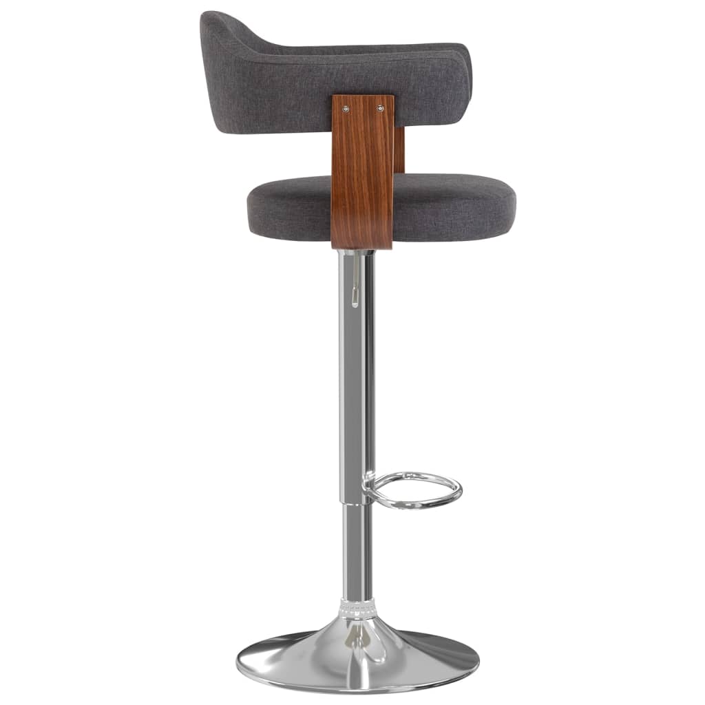 vidaXL Scaune de bar 2 buc. gri închis lemn curbat și material textil vidaXL Scaune de bar 2 buc. gri închis lemn curbat și material textil