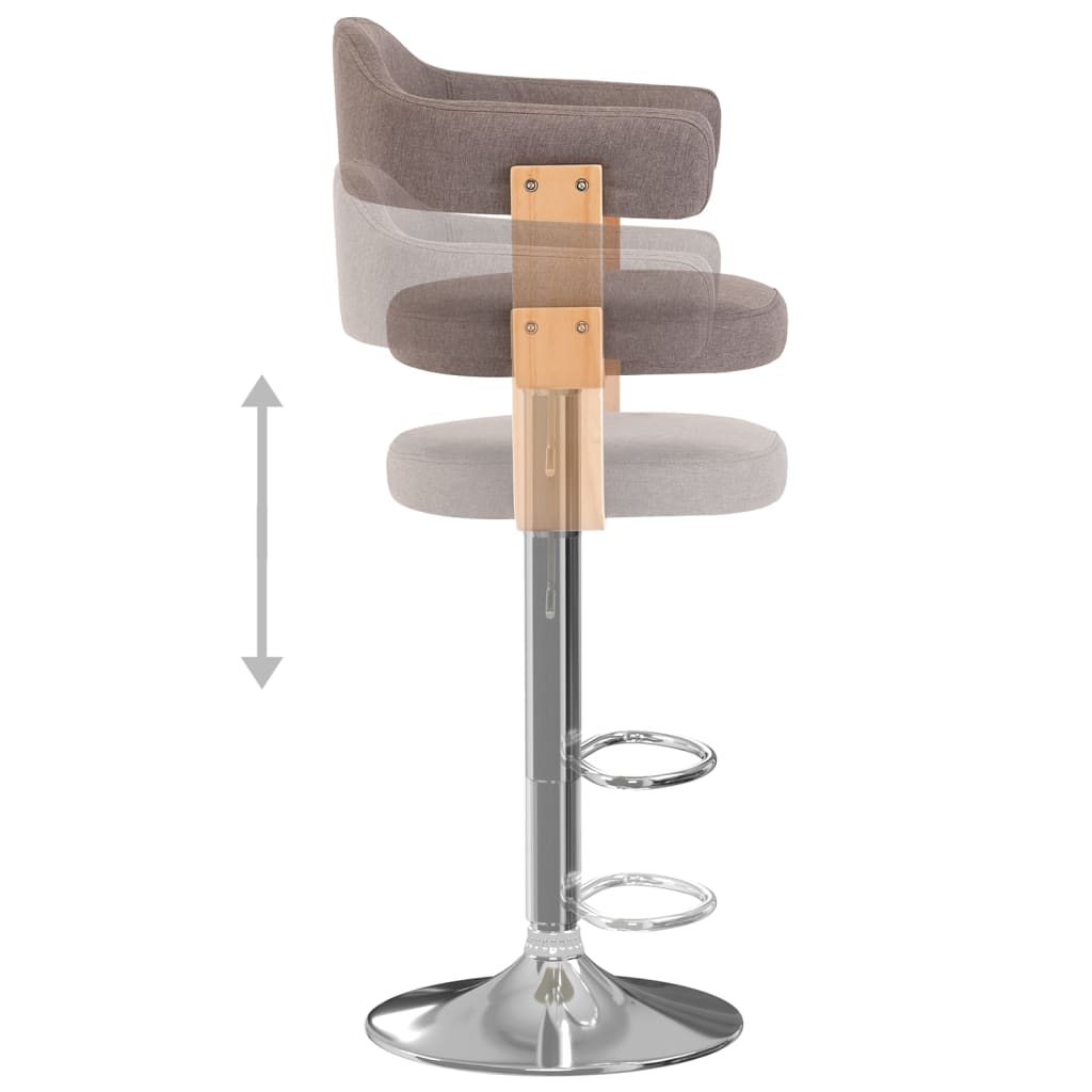vidaXL Scaune de bar 2 buc. gri taupe lemn curbat și material textil vidaXL Scaune de bar 2 buc. gri taupe lemn curbat și material textil