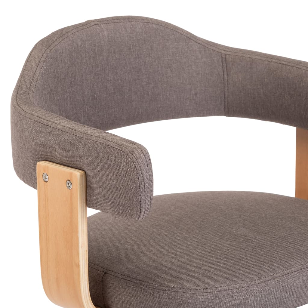 vidaXL Scaune de bar 2 buc. gri taupe lemn curbat și material textil vidaXL Scaune de bar 2 buc. gri taupe lemn curbat și material textil