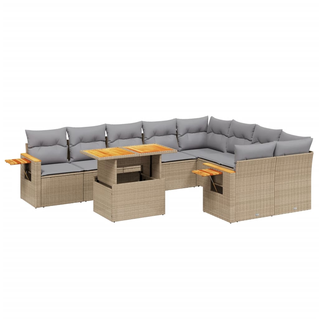 vidaXL Set canapele de grădină cu perne, 10 piese, bej, poliratan