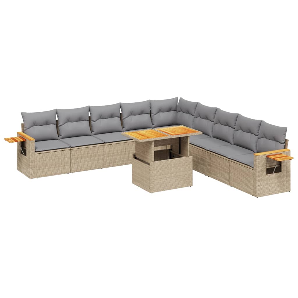 vidaXL Set canapele de grădină cu perne, 11 piese, bej, poliratan vidaXL Set canapele de grădină cu perne, 11 piese, bej, poliratan