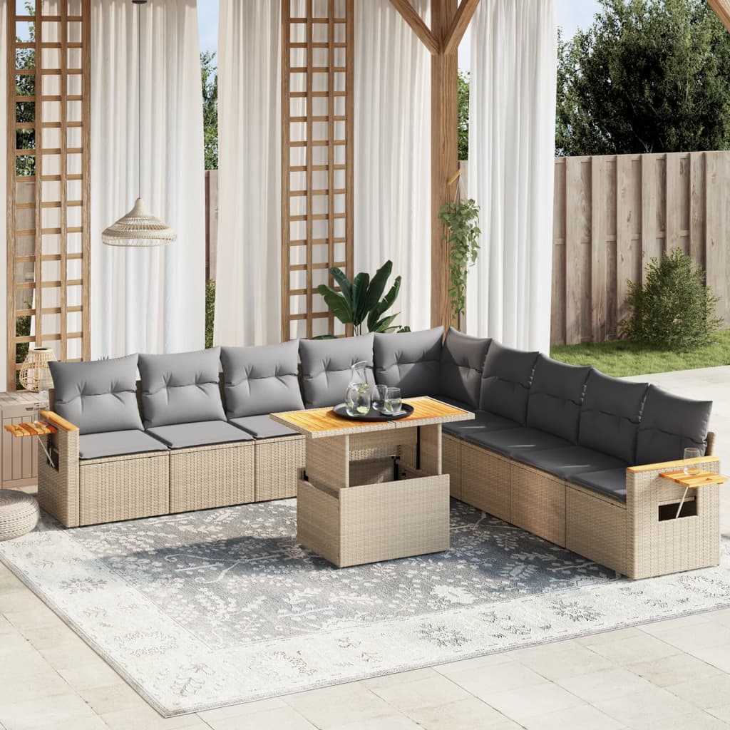 vidaXL Set canapele de grădină cu perne, 11 piese, bej, poliratan vidaXL Set canapele de grădină cu perne, 11 piese, bej, poliratan