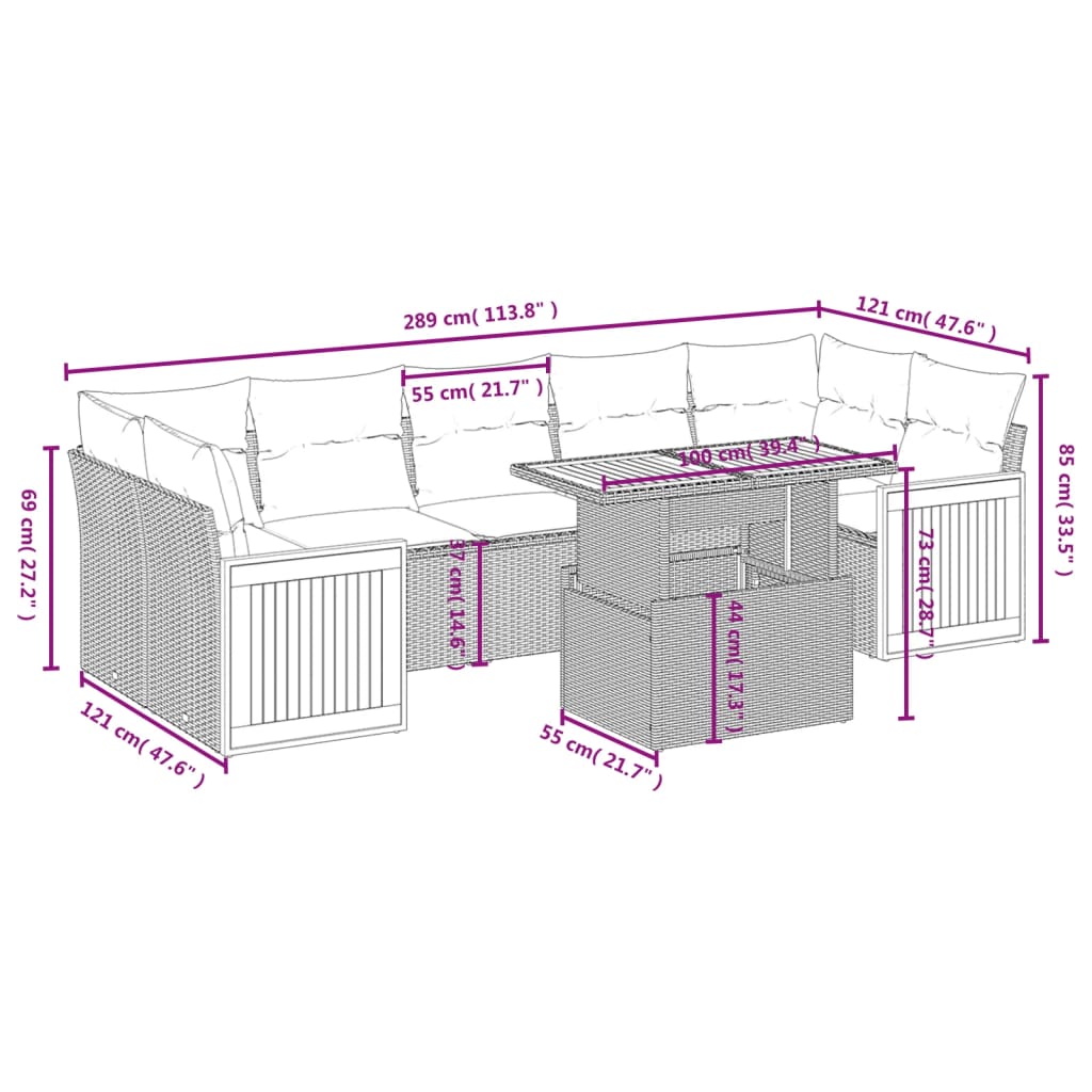 vidaXL Set mobilier de grădină cu perne, 8 piese, negru, poliratan vidaXL Set mobilier de grădină cu perne, 8 piese, negru, poliratan