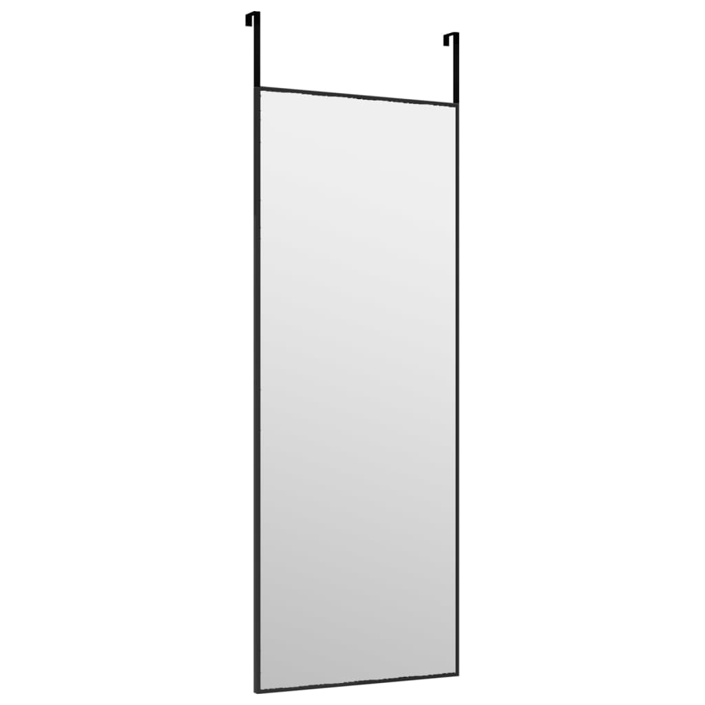 vidaXL Oglindă pentru ușă, negru, 30x80 cm, sticlă și aluminiu vidaXL Oglindă pentru ușă, negru, 30x80 cm, sticlă și aluminiu