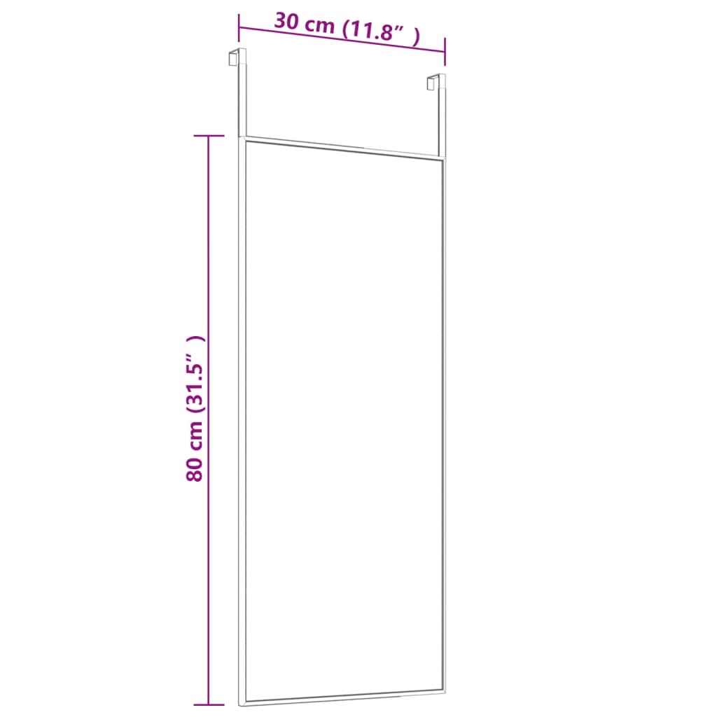 vidaXL Oglindă pentru ușă, negru, 30x80 cm, sticlă și aluminiu vidaXL Oglindă pentru ușă, negru, 30x80 cm, sticlă și aluminiu