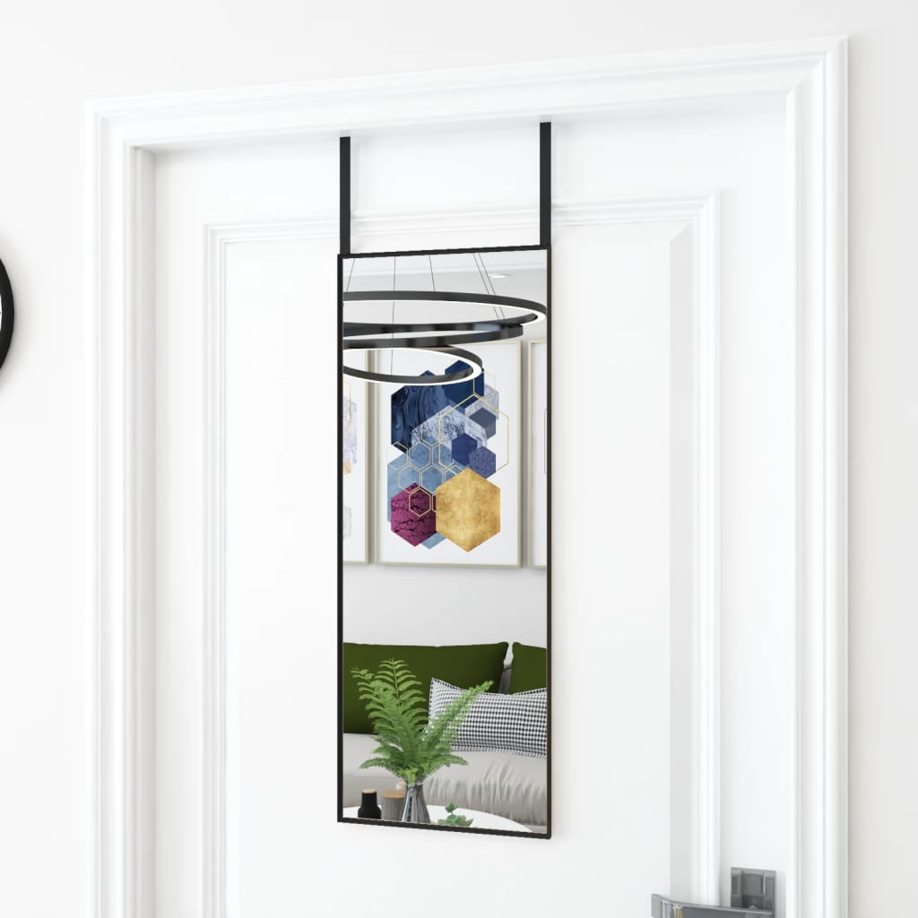 vidaXL Oglindă pentru ușă, negru, 30x80 cm, sticlă și aluminiu vidaXL Oglindă pentru ușă, negru, 30x80 cm, sticlă și aluminiu