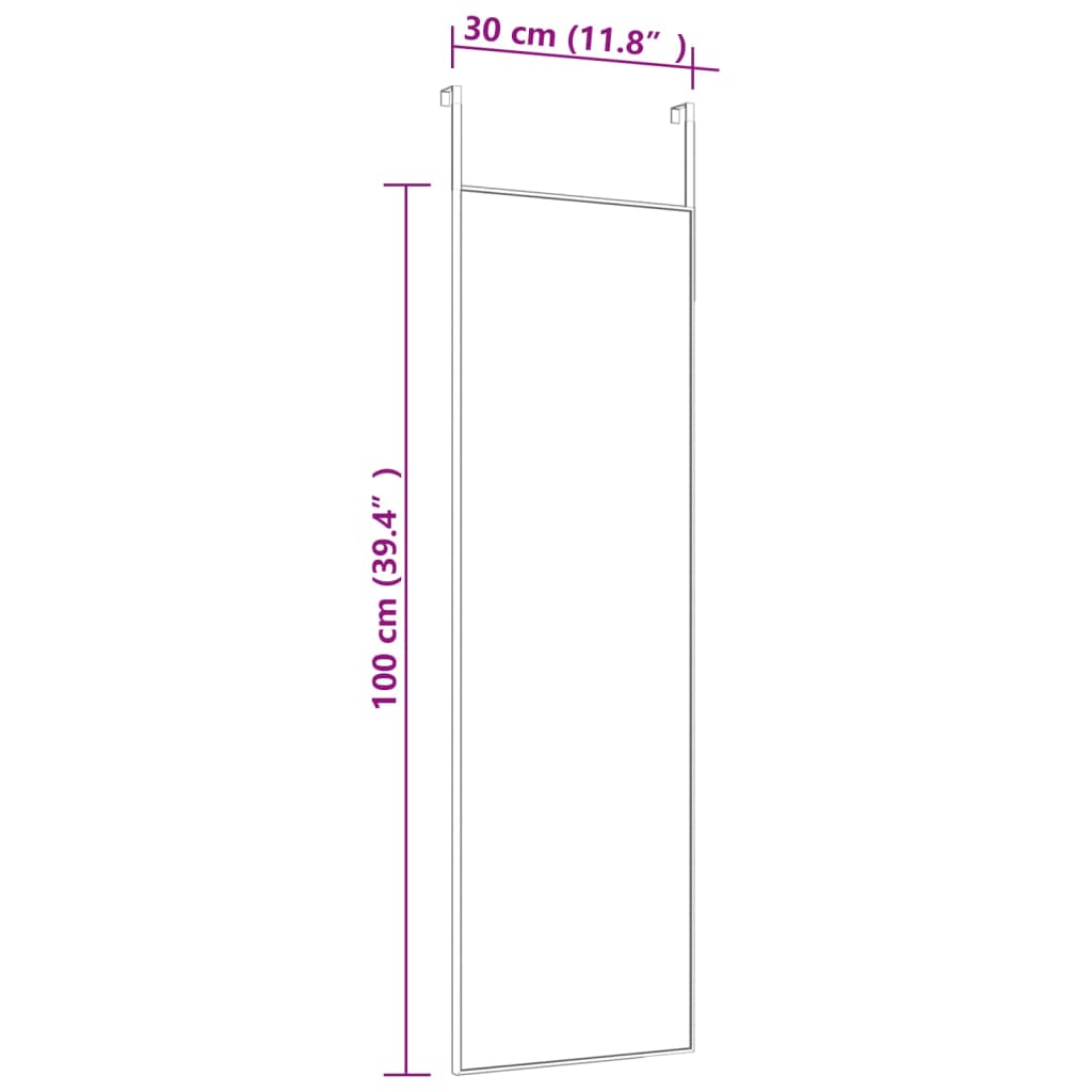 vidaXL Oglindă pentru ușă, negru, 30x100 cm, sticlă și aluminiu