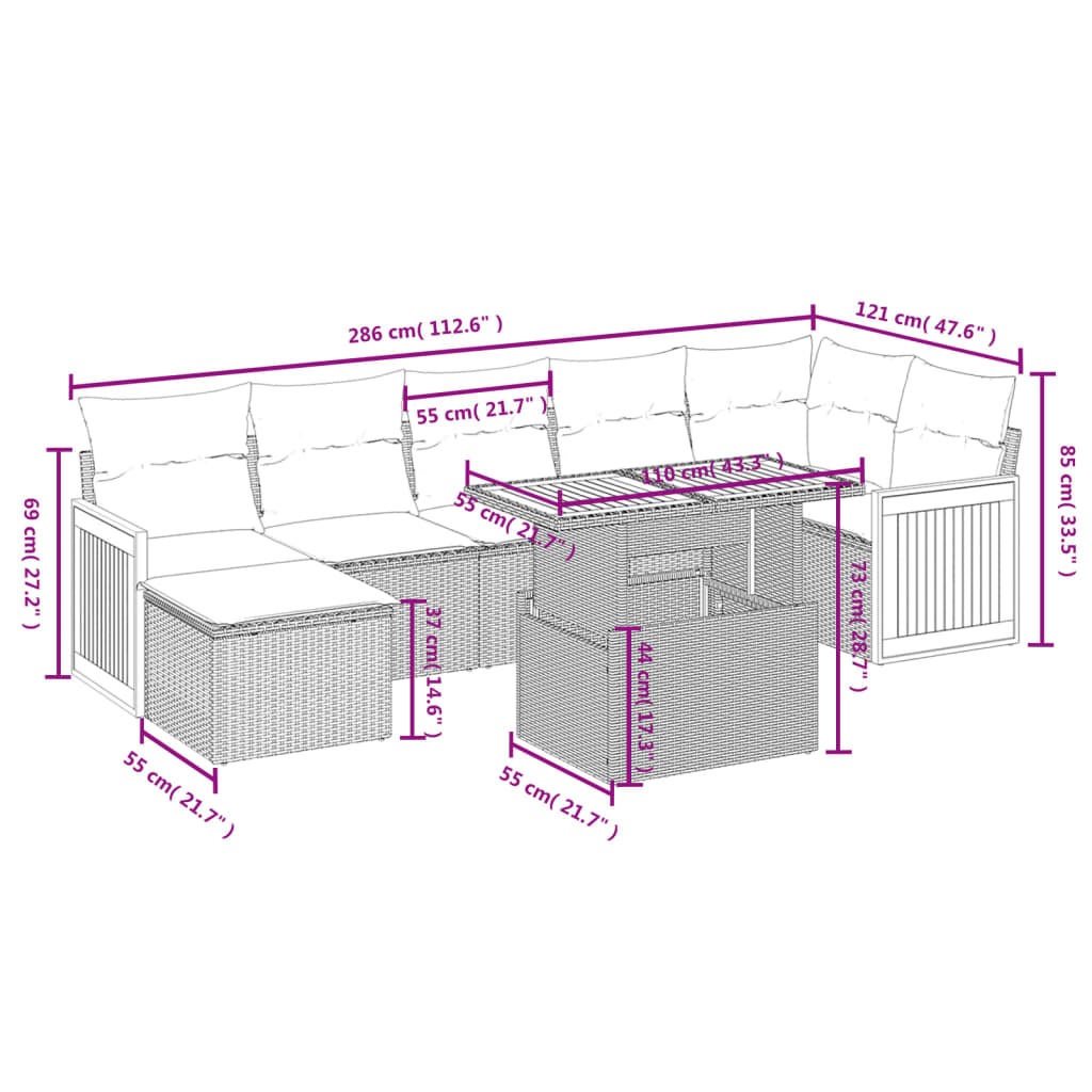 vidaXL Set mobilier de grădină cu perne, 8 piese, negru, poliratan vidaXL Set mobilier de grădină cu perne, 8 piese, negru, poliratan