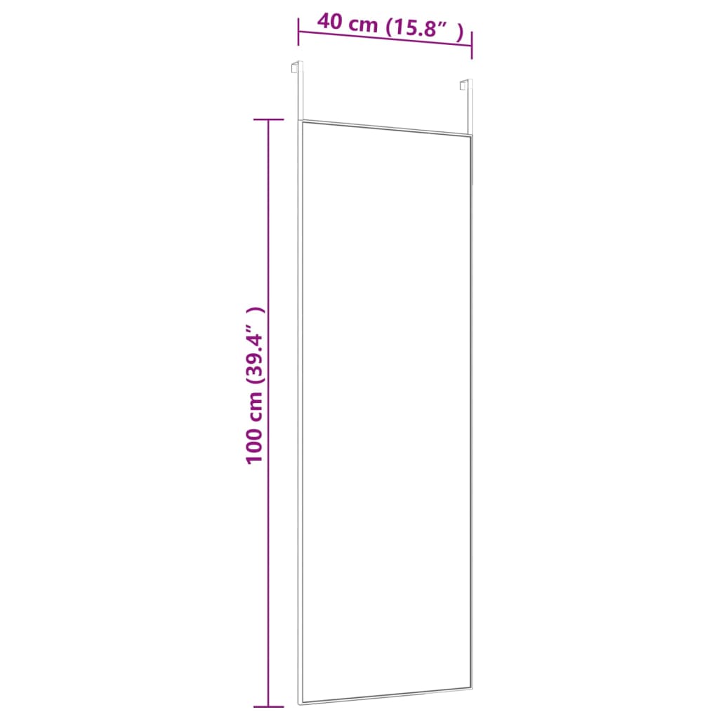 vidaXL Oglindă pentru ușă, negru, 40x100 cm, sticlă și aluminiu vidaXL Oglindă pentru ușă, negru, 40x100 cm, sticlă și aluminiu