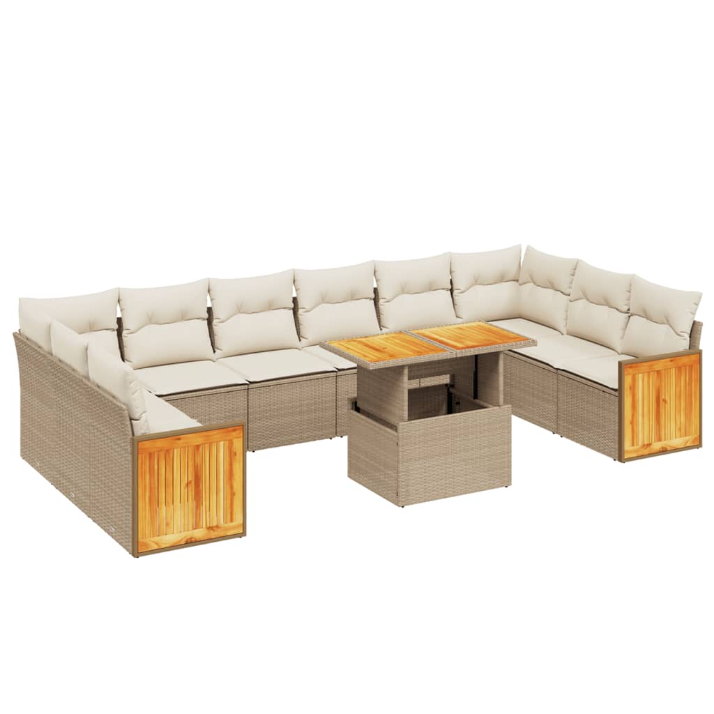 vidaXL Set canapele de grădină cu perne, 11 piese, bej, poliratan vidaXL Set canapele de grădină cu perne, 11 piese, bej, poliratan