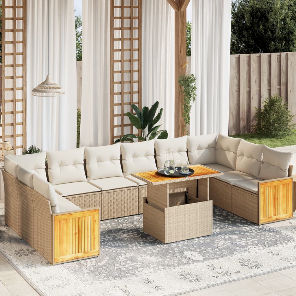 vidaXL Set canapele de grădină cu perne, 11 piese, bej, poliratan vidaXL Set canapele de grădină cu perne, 11 piese, bej, poliratan