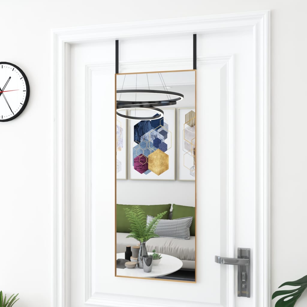 vidaXL Oglindă pentru ușă, auriu, 40x100 cm, sticlă și aluminiu vidaXL Oglindă pentru ușă, auriu, 40x100 cm, sticlă și aluminiu