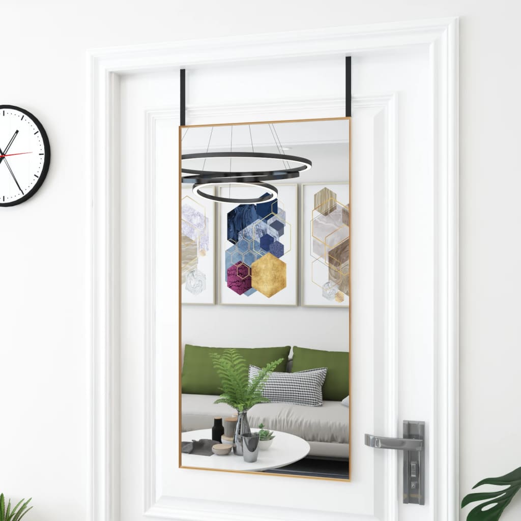 vidaXL Oglindă pentru ușă, auriu, 50x100 cm, sticlă și aluminiu vidaXL Oglindă pentru ușă, auriu, 50x100 cm, sticlă și aluminiu
