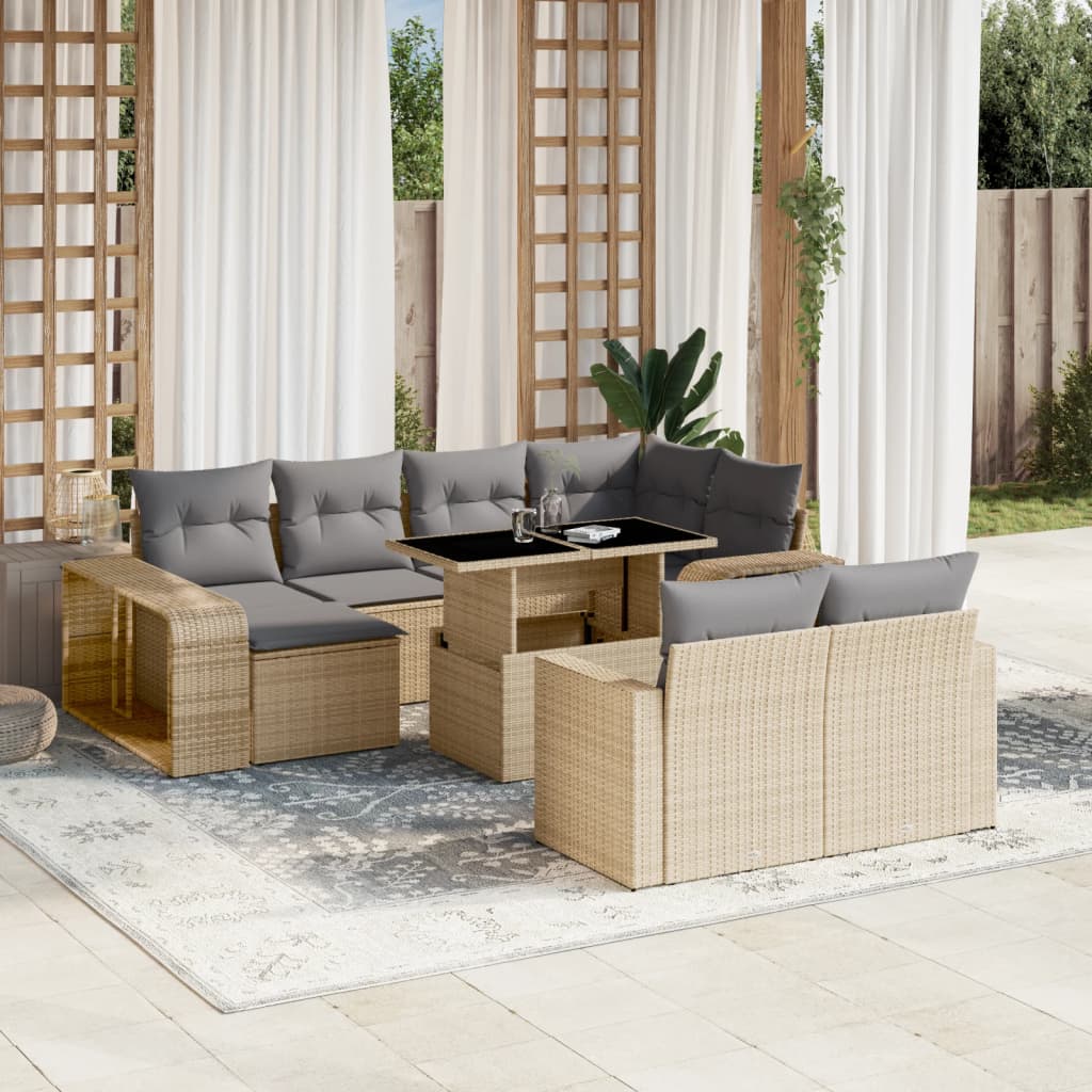 vidaXL Set canapele de grădină cu perne, 11 piese, bej, poliratan vidaXL Set canapele de grădină cu perne, 11 piese, bej, poliratan
