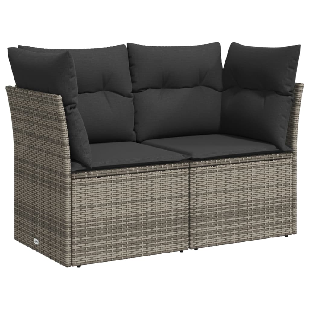 vidaXL Set mobilier grădină cu perne, 6 piese, gri, poliratan