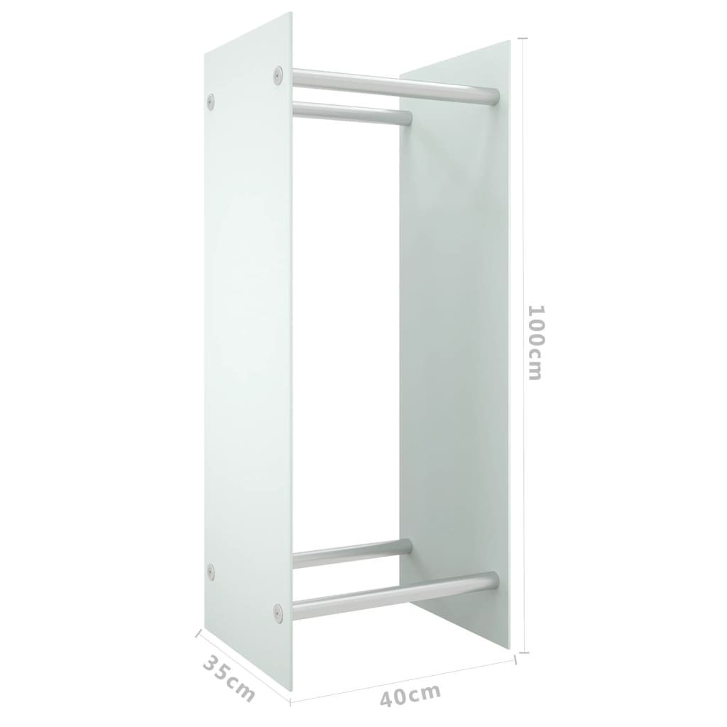 vidaXL Rastel lemne de foc alb 40x35x100 cm sticlă securizată vidaXL Rastel lemne de foc alb 40x35x100 cm sticlă securizată