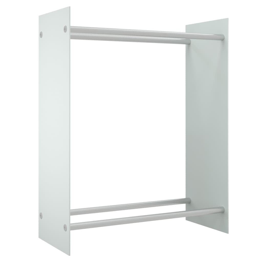 vidaXL Rastel lemne de foc, alb, 80x35x100 cm, sticlă securizată vidaXL Rastel lemne de foc, alb, 80x35x100 cm, sticlă securizată