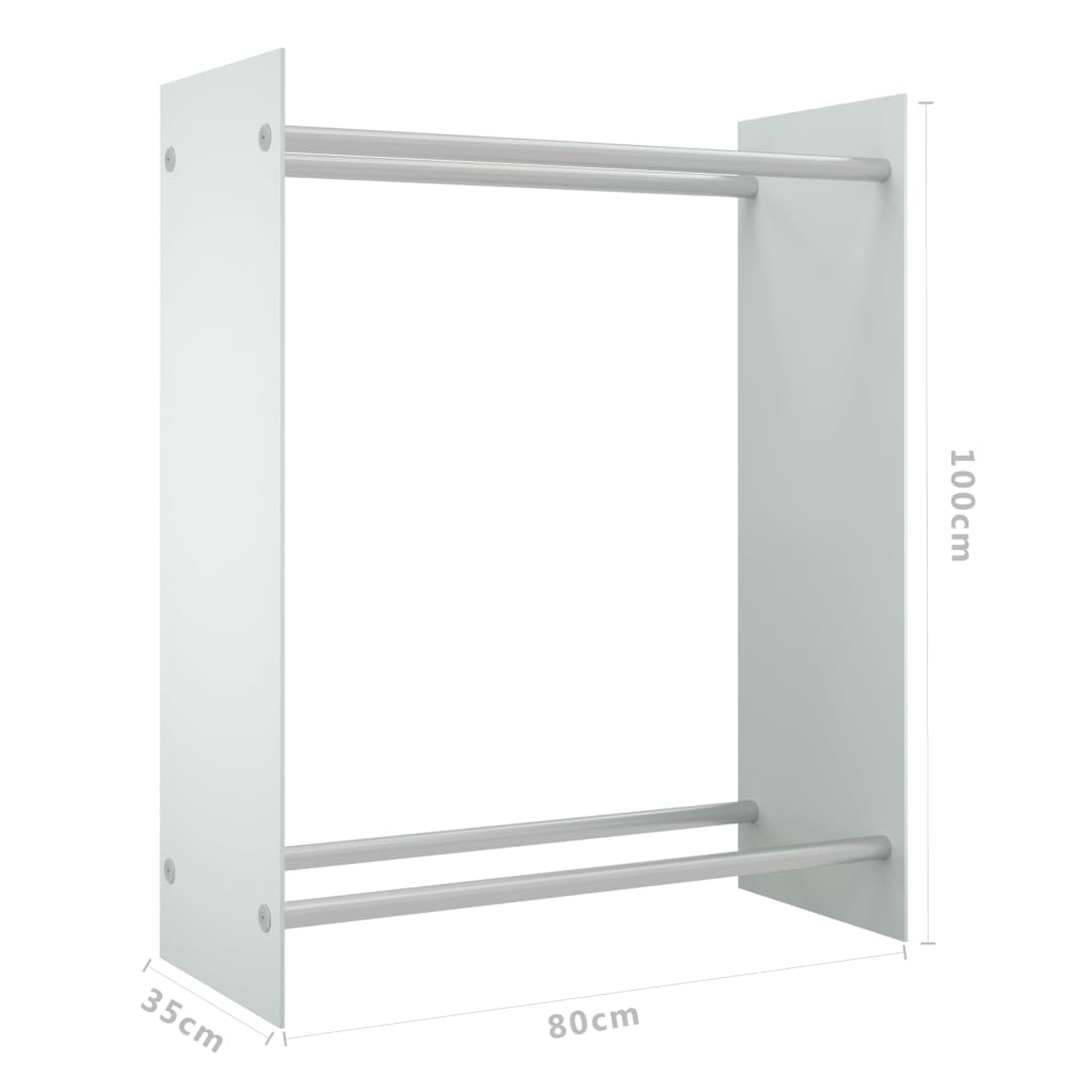 vidaXL Rastel lemne de foc, alb, 80x35x100 cm, sticlă securizată vidaXL Rastel lemne de foc, alb, 80x35x100 cm, sticlă securizată