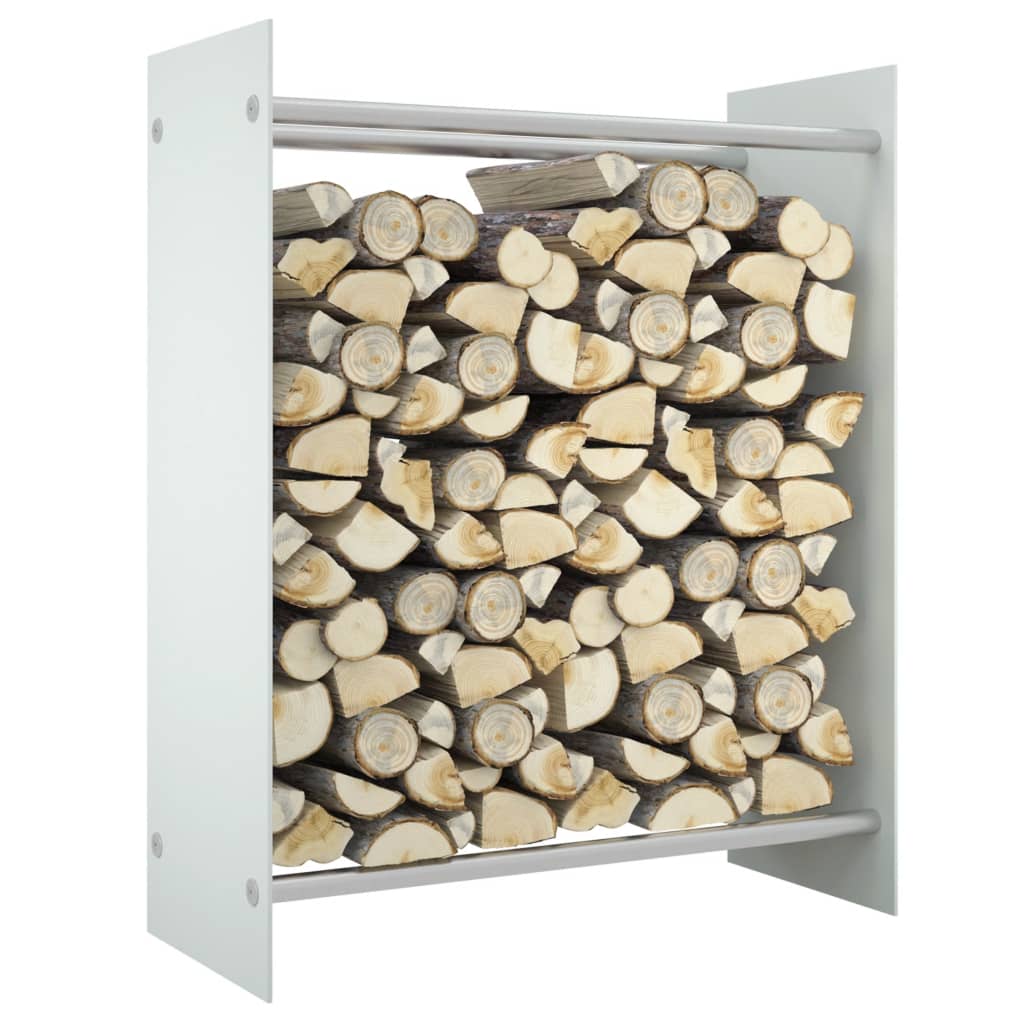 vidaXL Rastel lemne de foc, alb, 80x35x100 cm, sticlă securizată vidaXL Rastel lemne de foc, alb, 80x35x100 cm, sticlă securizată