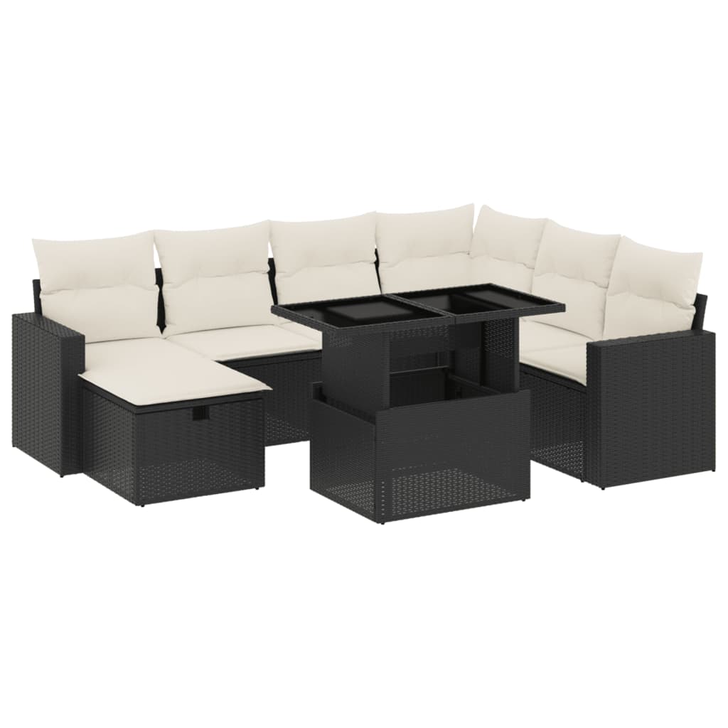 vidaXL Set mobilier de grădină cu perne, 8 piese, negru, poliratan vidaXL Set mobilier de grădină cu perne, 8 piese, negru, poliratan
