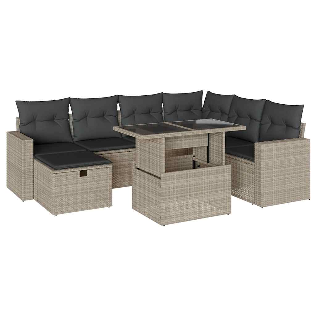 vidaXL Set mobilier de grădină cu perne, 8 piese gri deschis poliratan vidaXL Set mobilier de grădină cu perne, 8 piese gri deschis poliratan