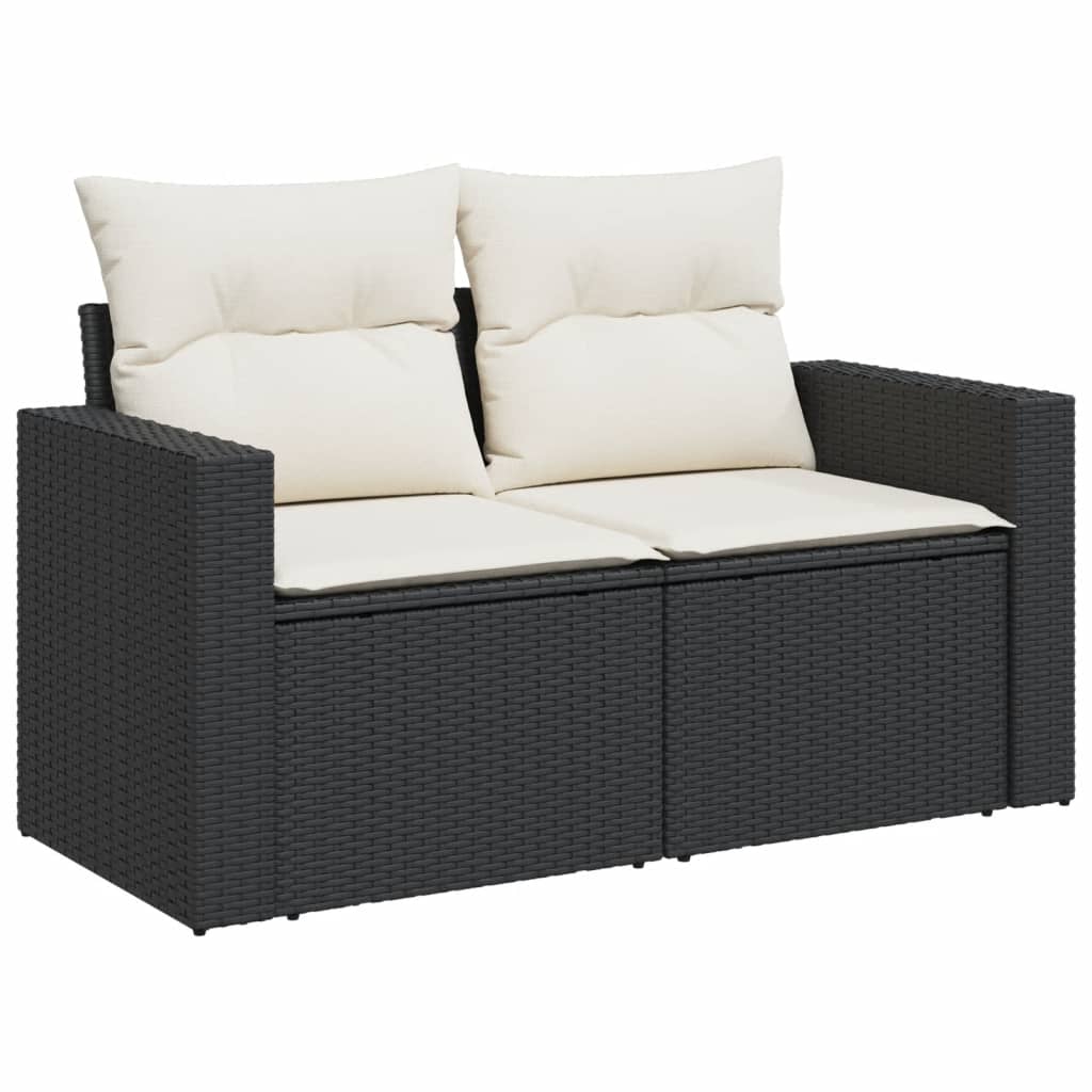 vidaXL Set mobilier de grădină cu perne, 9 piese, negru, poliratan vidaXL Set mobilier de grădină cu perne, 9 piese, negru, poliratan