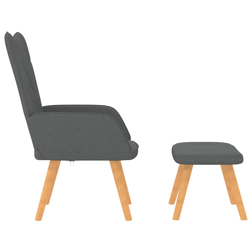 vidaXL Scaun de relaxare cu taburet, gri închis, textil vidaXL Scaun de relaxare cu taburet, gri închis, textil