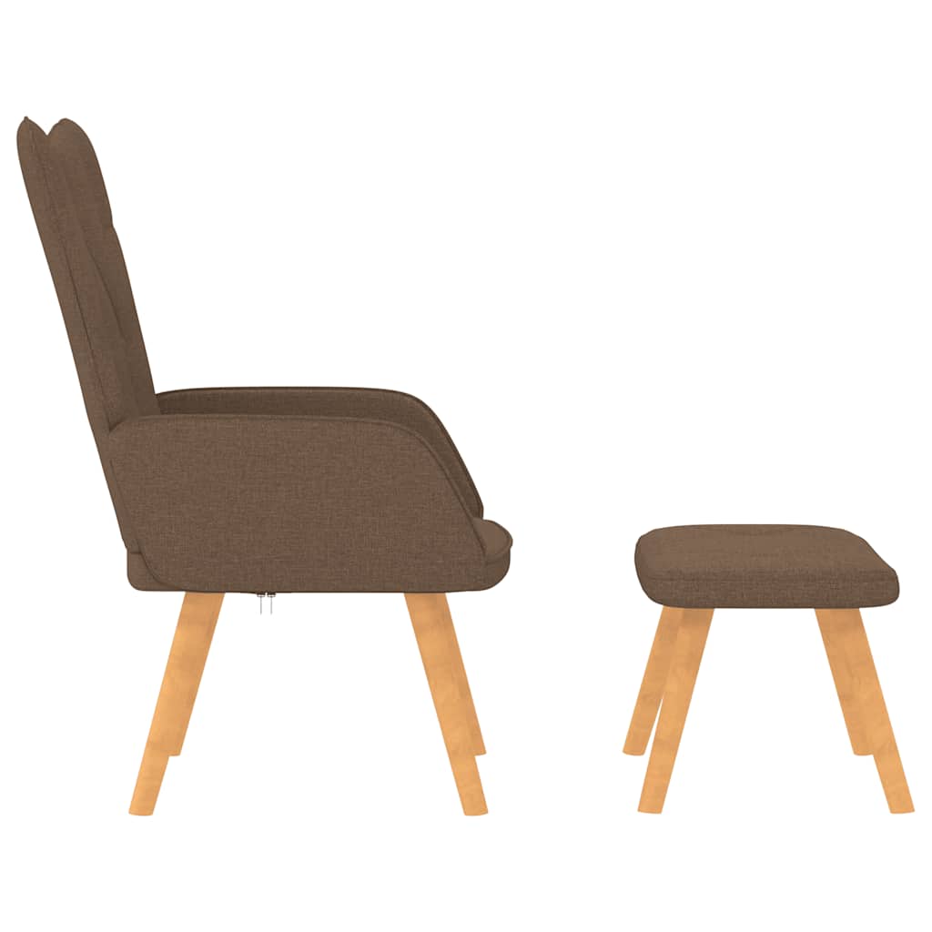 vidaXL Scaun de relaxare cu taburet, maro, material textil vidaXL Scaun de relaxare cu taburet, maro, material textil