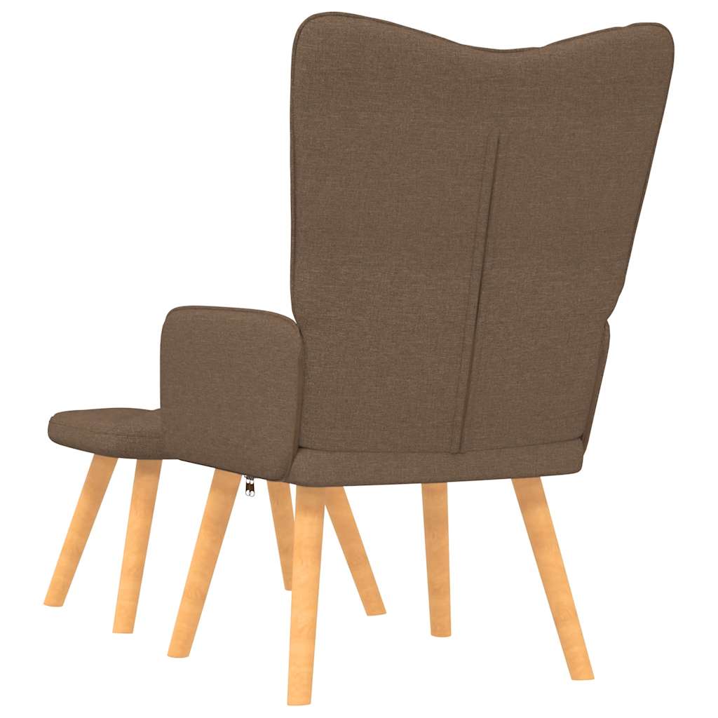 vidaXL Scaun de relaxare cu taburet, maro, material textil vidaXL Scaun de relaxare cu taburet, maro, material textil