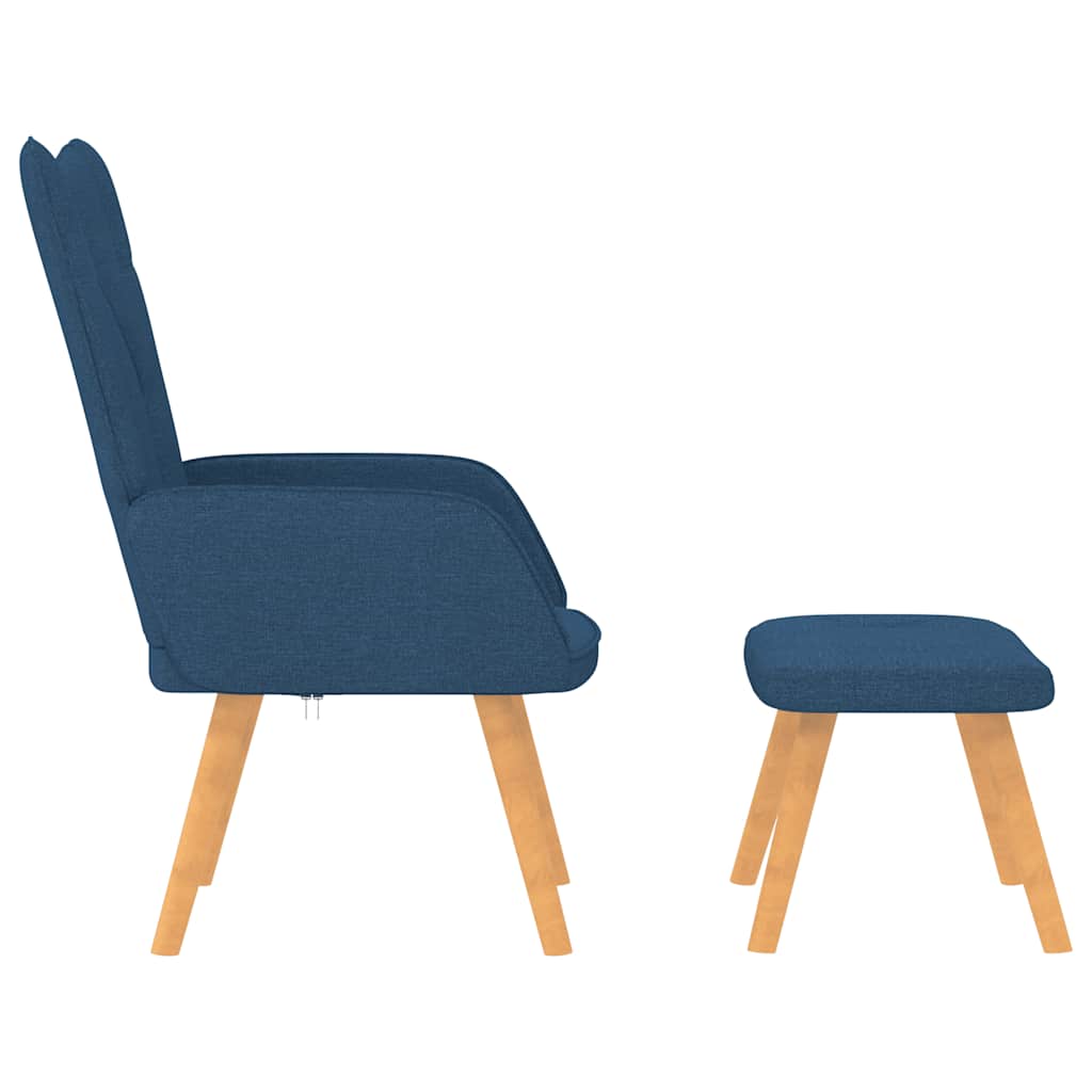 vidaXL Scaun de relaxare cu taburet, albastru, textil vidaXL Scaun de relaxare cu taburet, albastru, textil