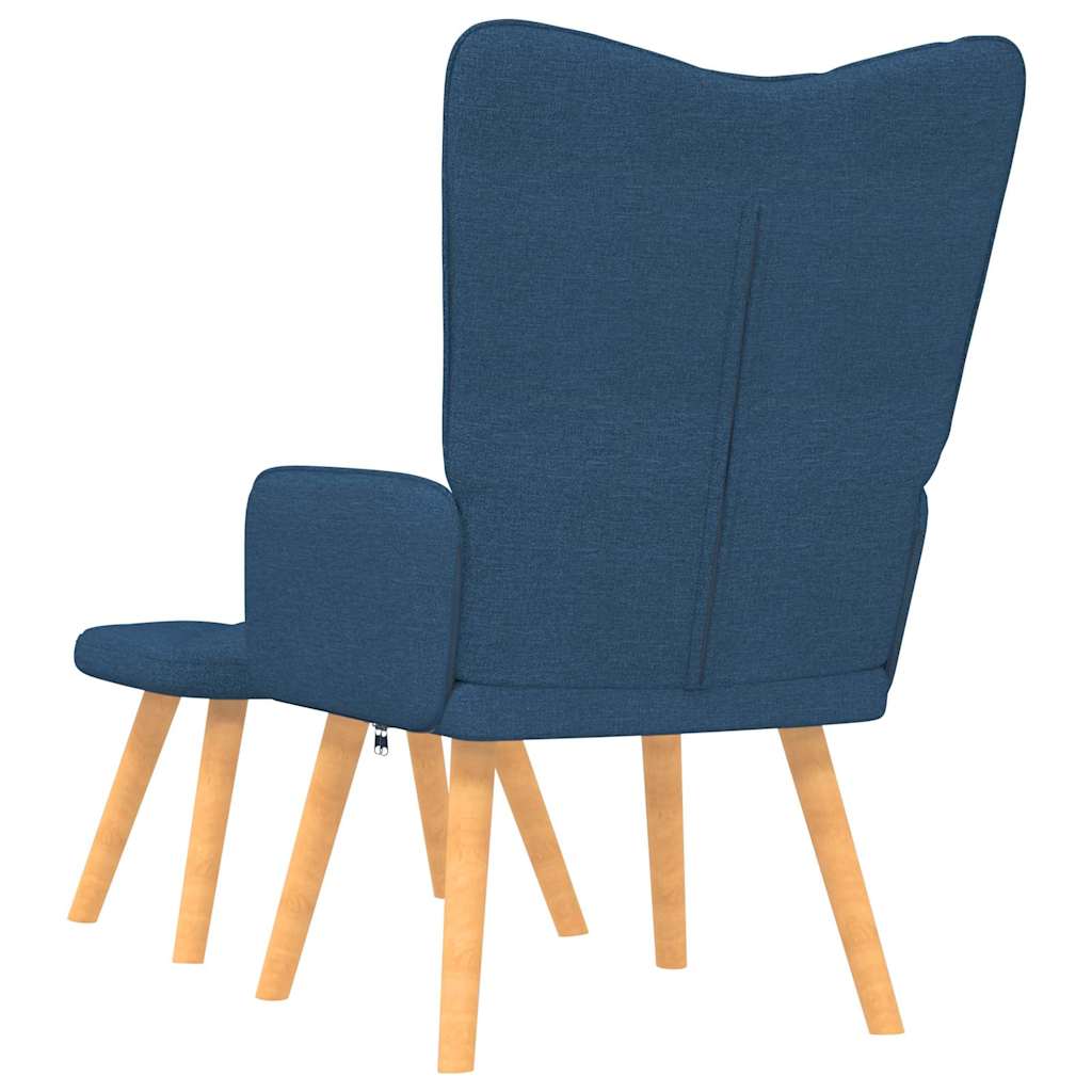 vidaXL Scaun de relaxare cu taburet, albastru, textil vidaXL Scaun de relaxare cu taburet, albastru, textil