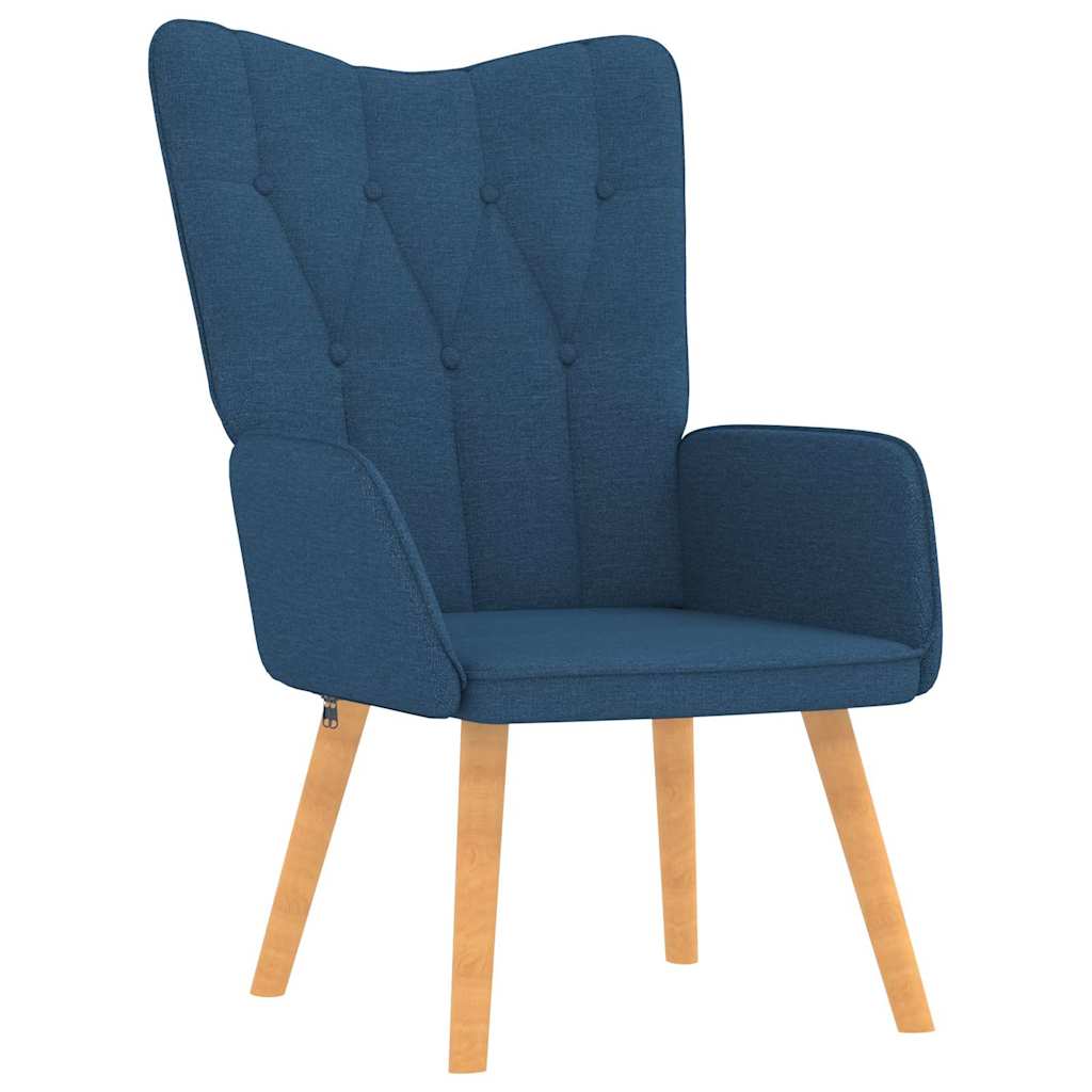 vidaXL Scaun de relaxare cu taburet, albastru, textil vidaXL Scaun de relaxare cu taburet, albastru, textil
