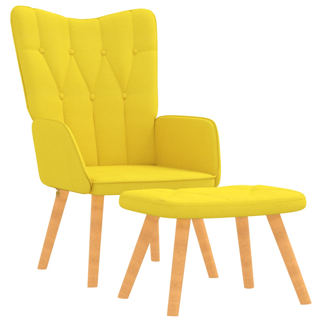 vidaXL Scaun relaxare cu taburet, galben muștar, textil vidaXL Scaun relaxare cu taburet, galben muștar, textil