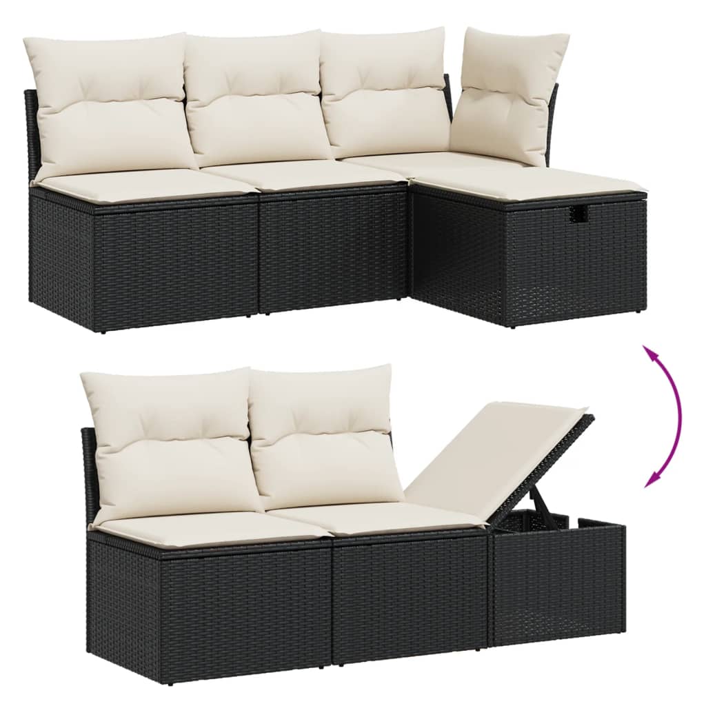 vidaXL Set mobilier de grădină cu perne, 9 piese, negru, poliratan vidaXL Set mobilier de grădină cu perne, 9 piese, negru, poliratan