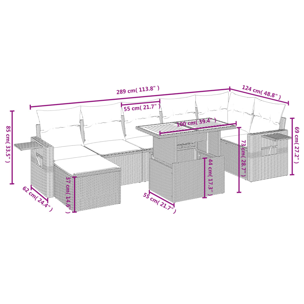 vidaXL Set mobilier de grădină cu perne, 8 piese, negru, poliratan vidaXL Set mobilier de grădină cu perne, 8 piese, negru, poliratan