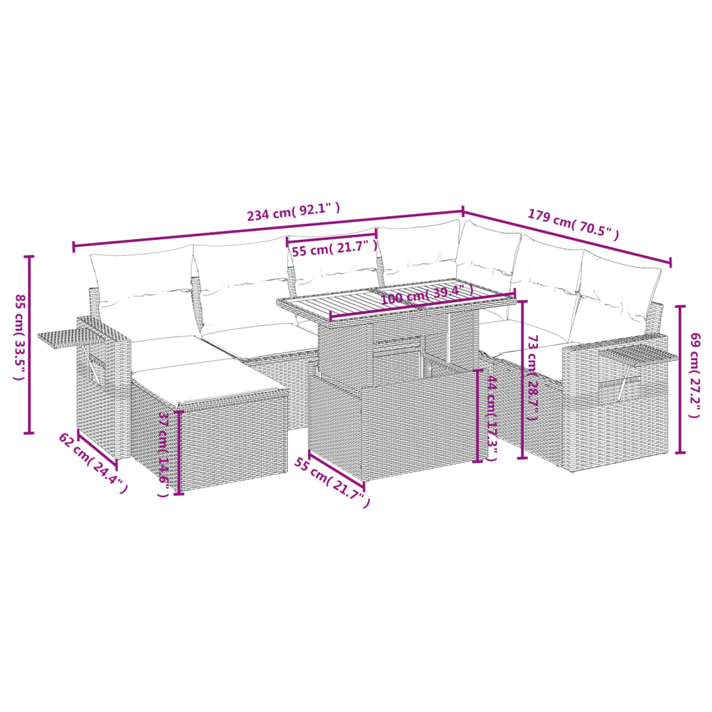 vidaXL Set mobilier de grădină cu perne, 8 piese, negru, poliratan vidaXL Set mobilier de grădină cu perne, 8 piese, negru, poliratan