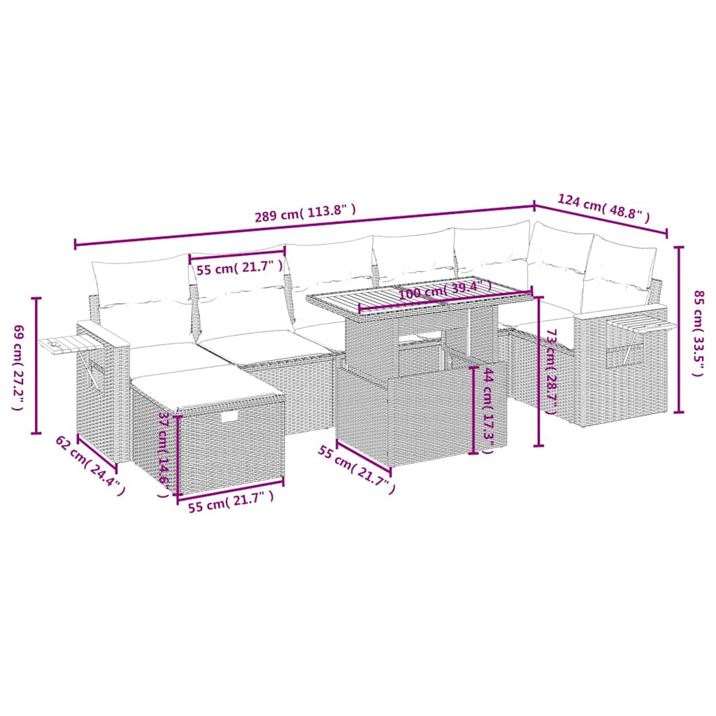 vidaXL Set mobilier de grădină cu perne, 8 piese, negru, poliratan vidaXL Set mobilier de grădină cu perne, 8 piese, negru, poliratan