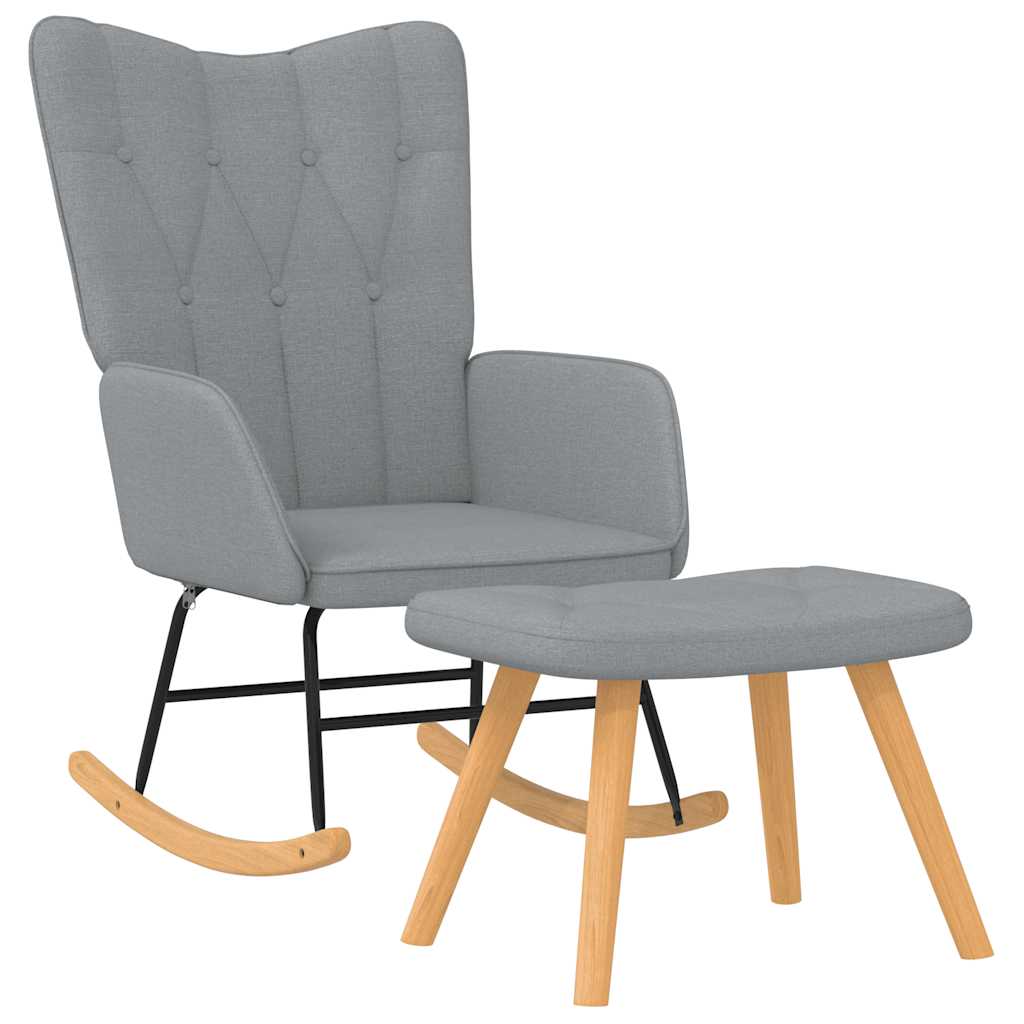 vidaXL Scaun balansoar cu taburet, gri deschis, textil vidaXL Scaun balansoar cu taburet, gri deschis, textil