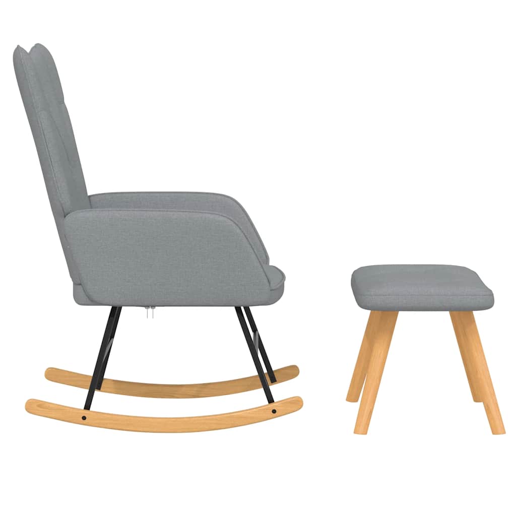 vidaXL Scaun balansoar cu taburet, gri deschis, textil vidaXL Scaun balansoar cu taburet, gri deschis, textil