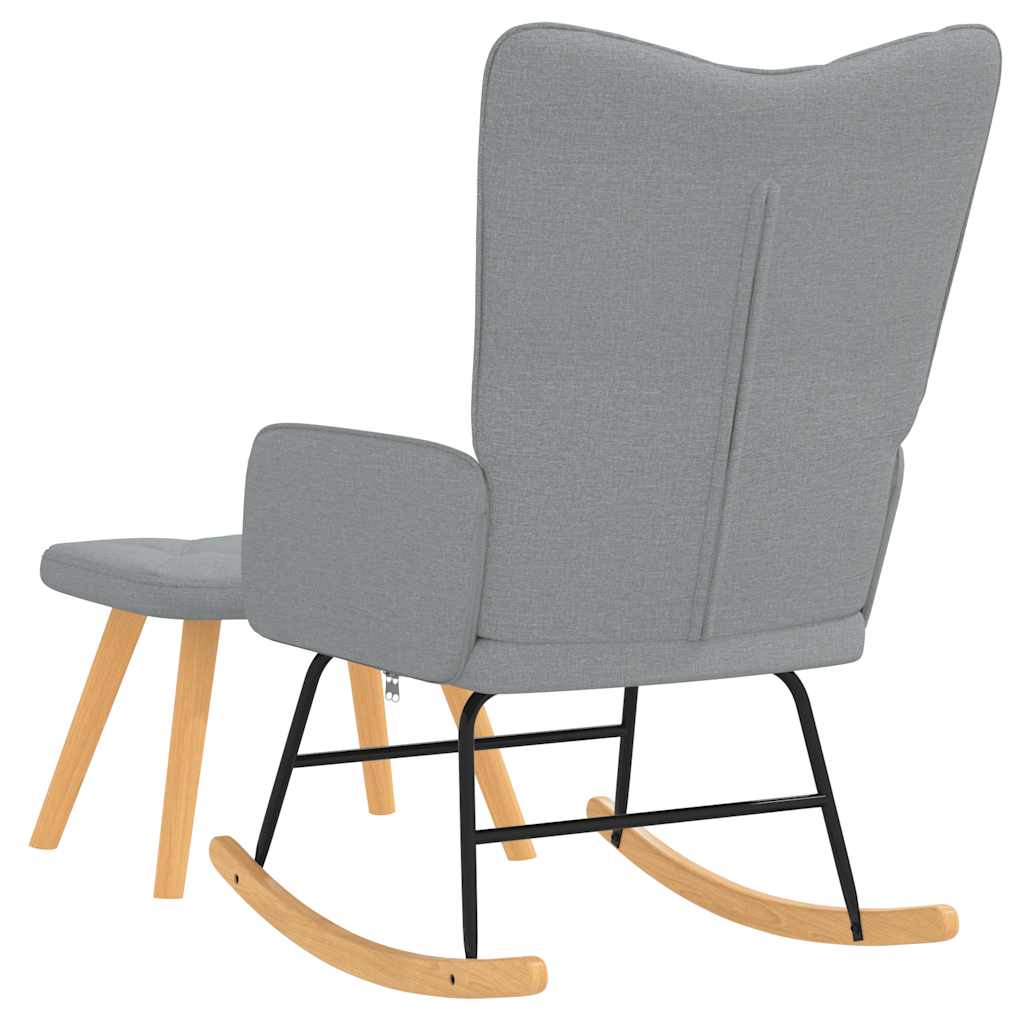 vidaXL Scaun balansoar cu taburet, gri deschis, textil vidaXL Scaun balansoar cu taburet, gri deschis, textil