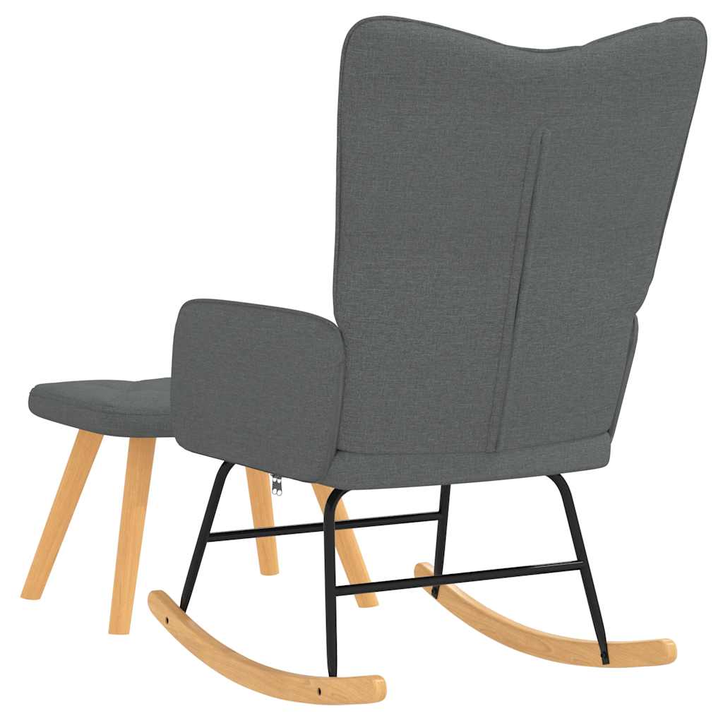 vidaXL Scaun balansoar cu taburet, gri închis, textil